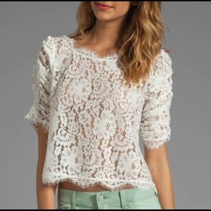 NWT Joie Fanny white eyelash lace top sz S